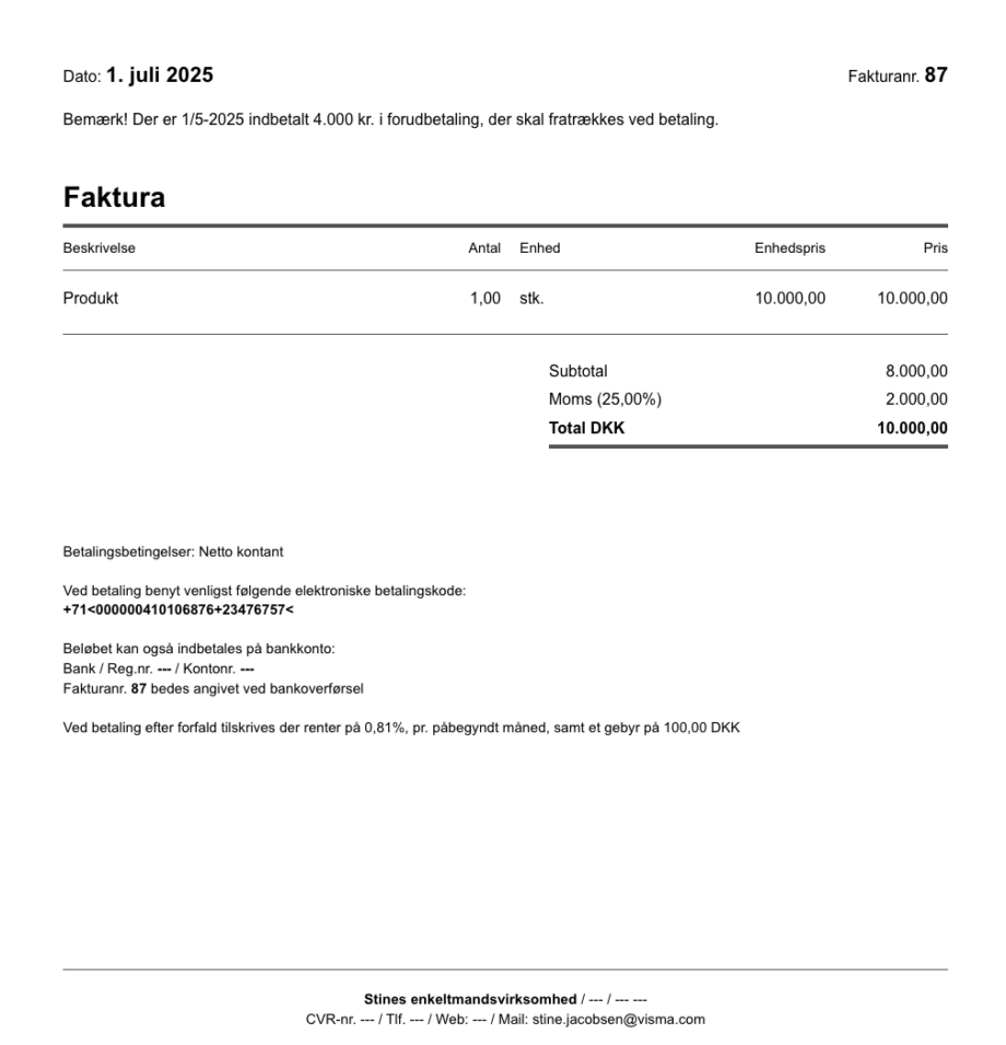Opret faktura