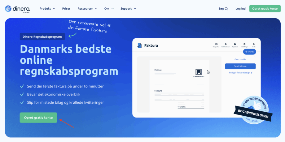 Startside opret bruger