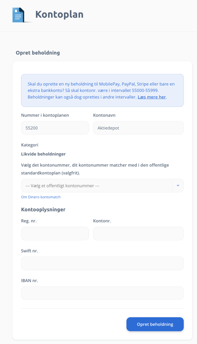 Opret aktiedepot