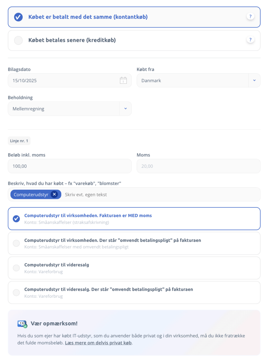 Udlæg i personlig ejet virksomhed