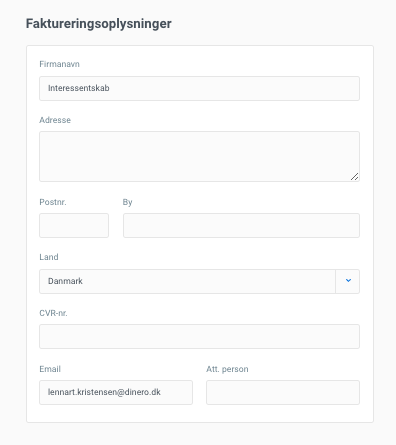 Faktureringsoplysninger for et interessentskab