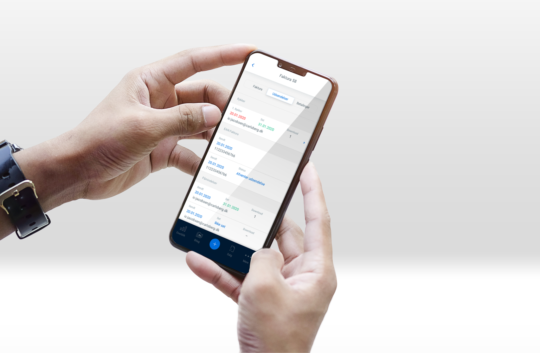 Screenshot Dinero regnskabsprogram mobil-app 2020