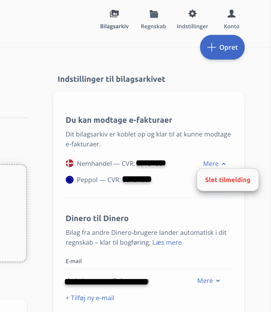 Slet tilmelding af ean-modtagelse