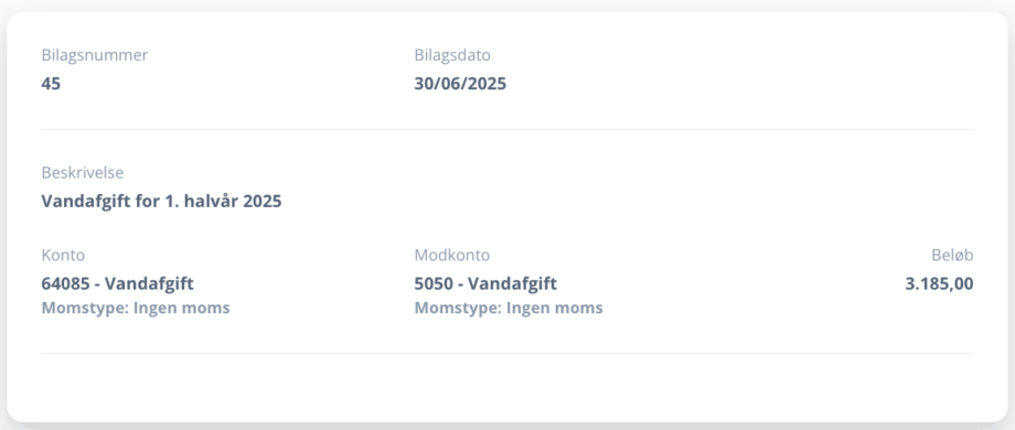 Finansbilag - vandafgift